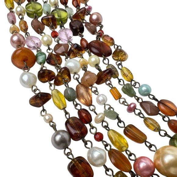 Lia Sophia Beaded Necklace Multi Strand Layered Colorful Beaumont Gold Tone - Picture 12 of 14